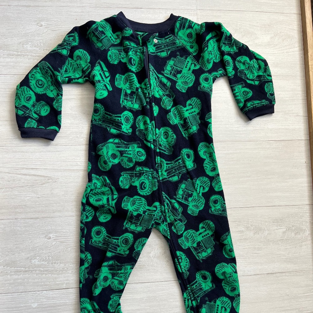 CHILDREN'S PLACE Boys One Piece Monstercar Pajamas Sleepwear Size 5T